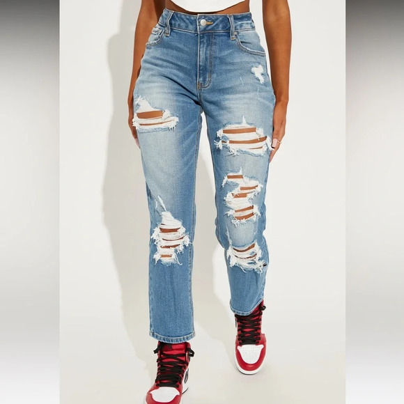 Fashion Nova Denim - Fashion Nova A Real Life Dream High Rise‎ Distressed Jeans